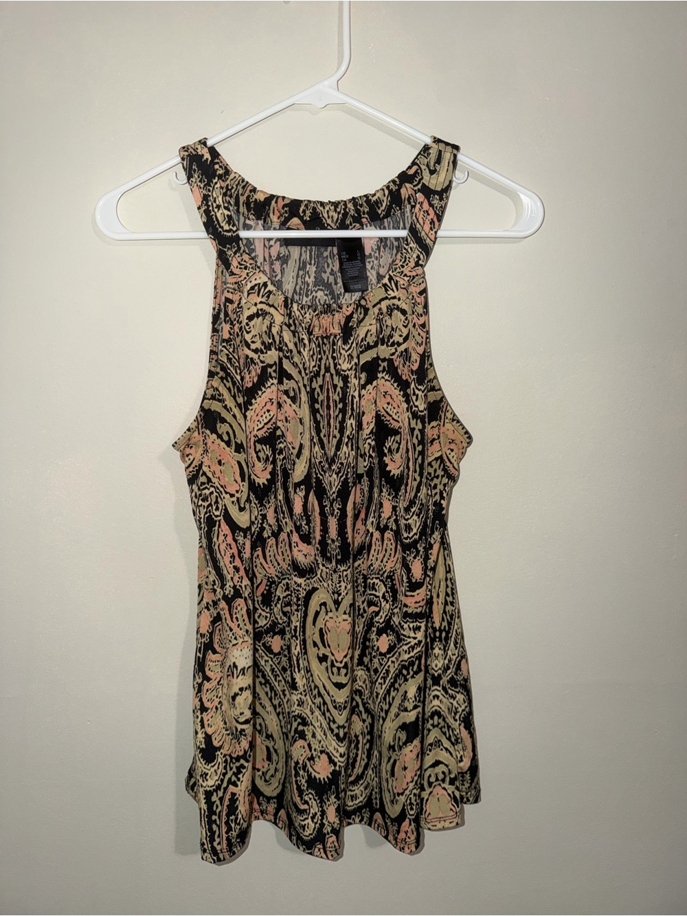 Axcess Women’s Large Black Peach Paisley Sleeveless Blouse